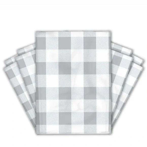 POSHER FAV! 20 Grey & white plaid poly bags - Picture 3 of 3